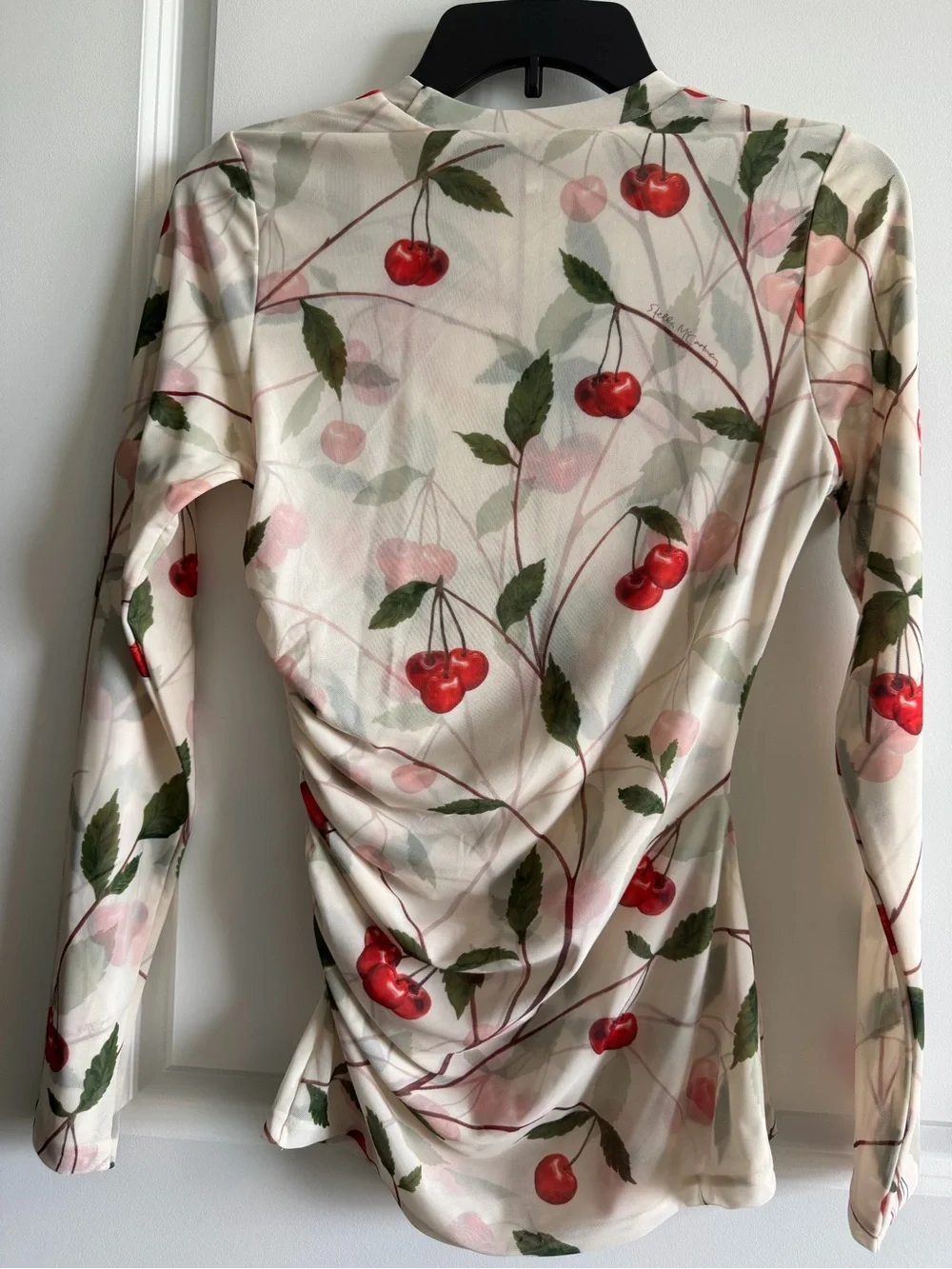 NWT STELLA MCCARTNEY H&M CHERRY-PRINT MESH TOP - Picture 4 of 6